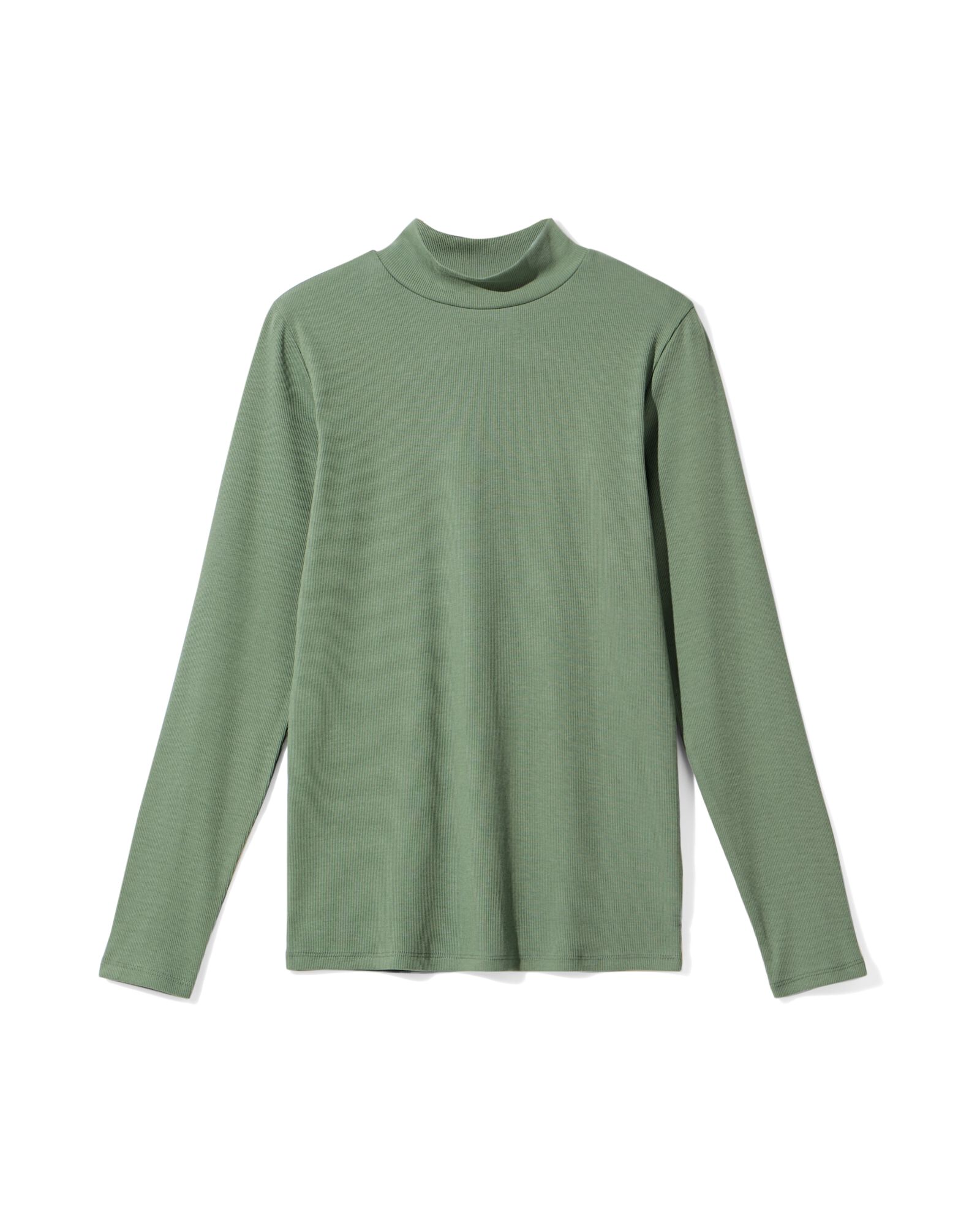 dames T-shirt Clara rib groen - 36302440GREEN - HEMA