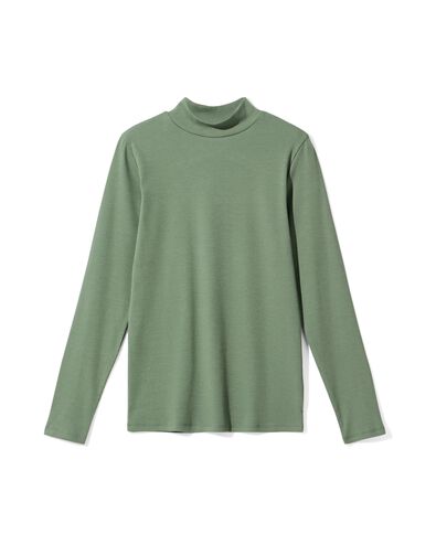 dames T-shirt Clara rib groen - 36302440GREEN - HEMA
