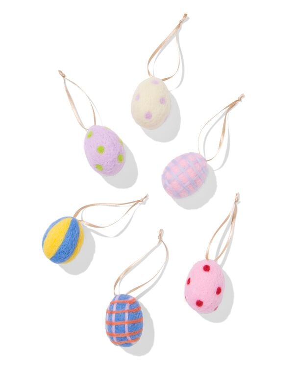 d&eacute;corations &agrave; suspendre de P&acirc;ques feutre &oelig;uf - 6 pi&egrave;ces - 25800063 - HEMA