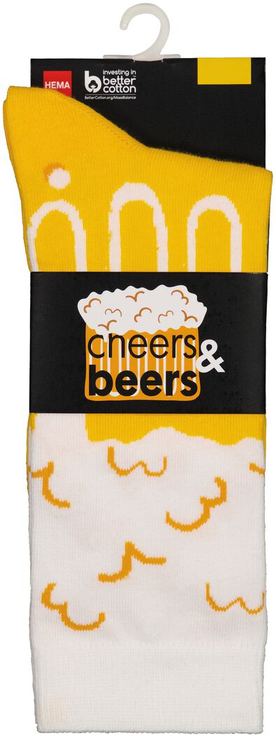 chaussettes avec coton cheers&beers jaune - 1000029356 - HEMA