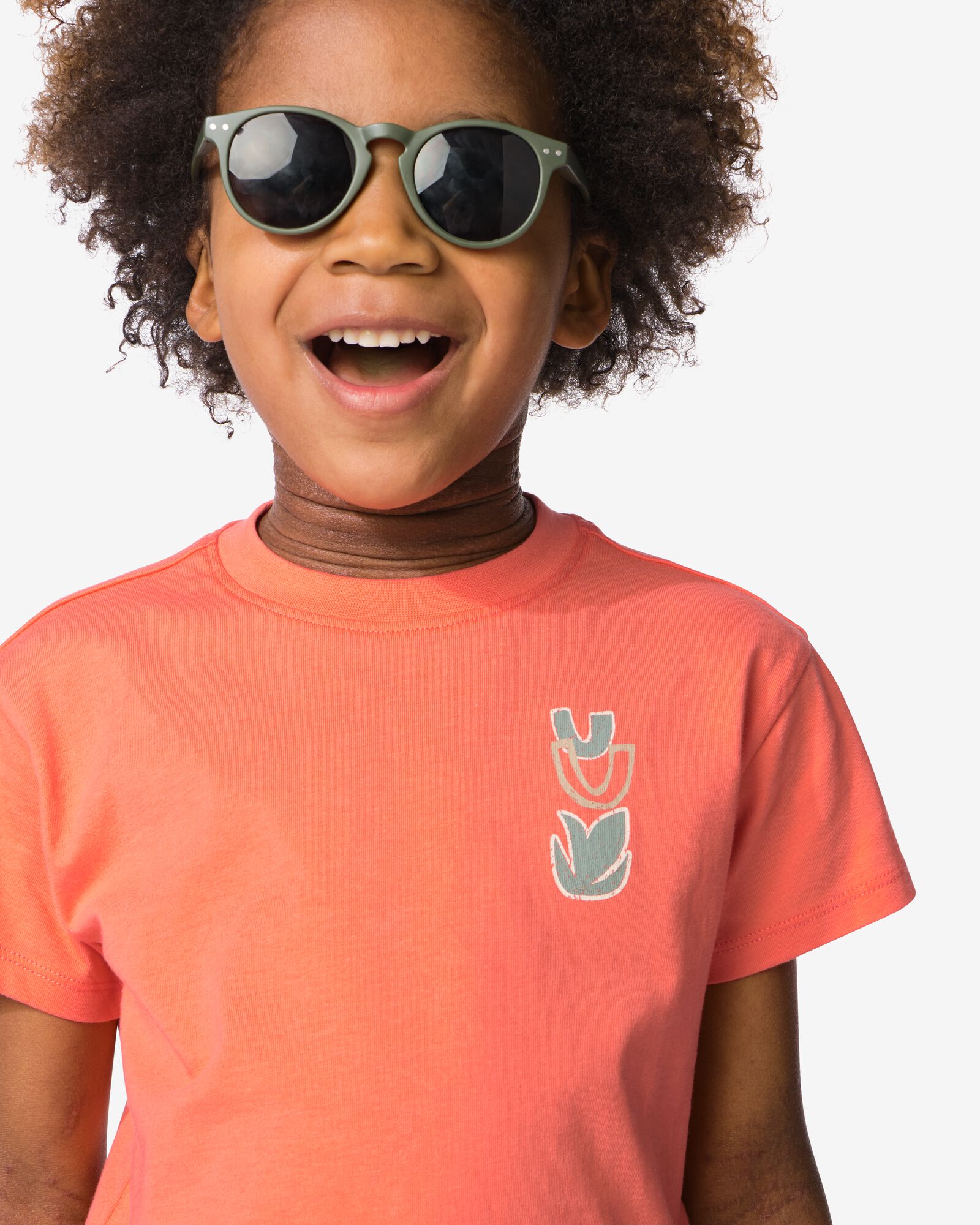 kinder T-shirt print - 2 stuks koraal koraal - 30717005CORAL - HEMA