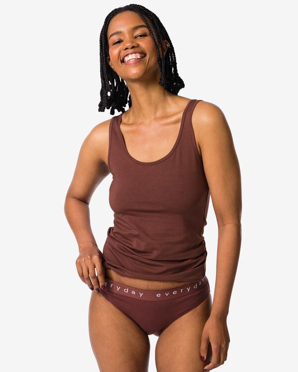 damesslip katoen everyday tailleband donkerbruin - 19641614DARKBROWN - HEMA