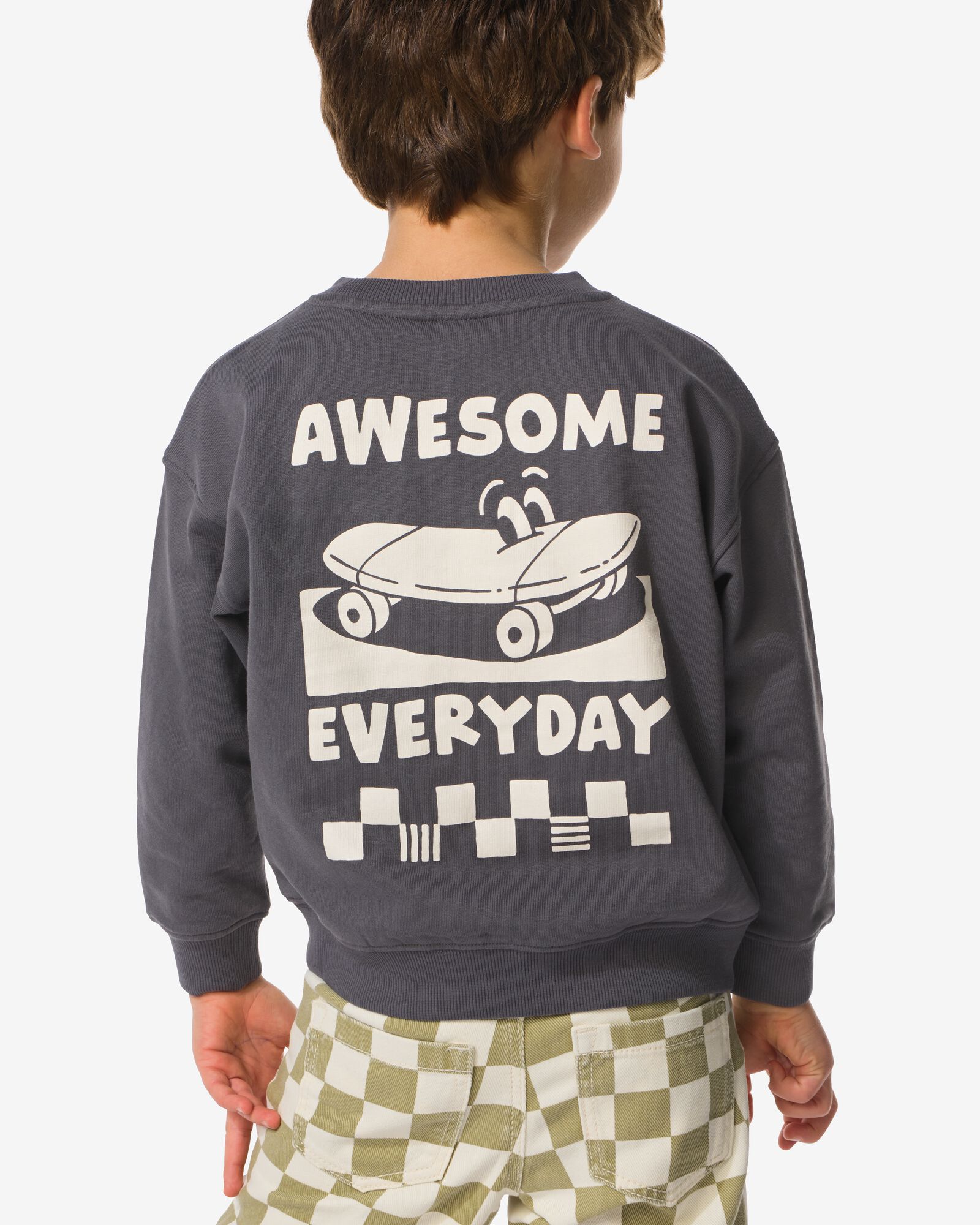 Kinderpullover aus Sweatstoff mit Skateboard dunkelgrau dunkelgrau - 30712403DARKGREY - HEMA