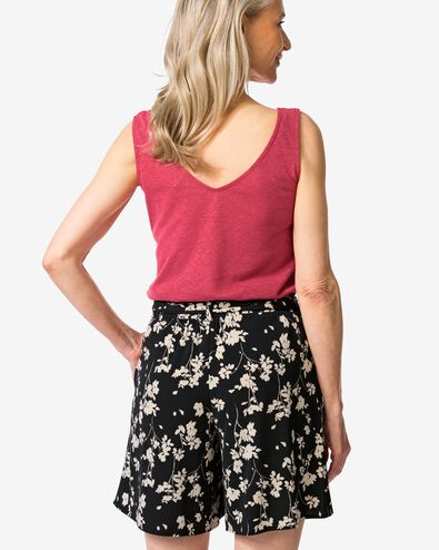 damesshort Remmy wide fit jersey bloemen zwart zwart - 36208820BLACK - HEMA