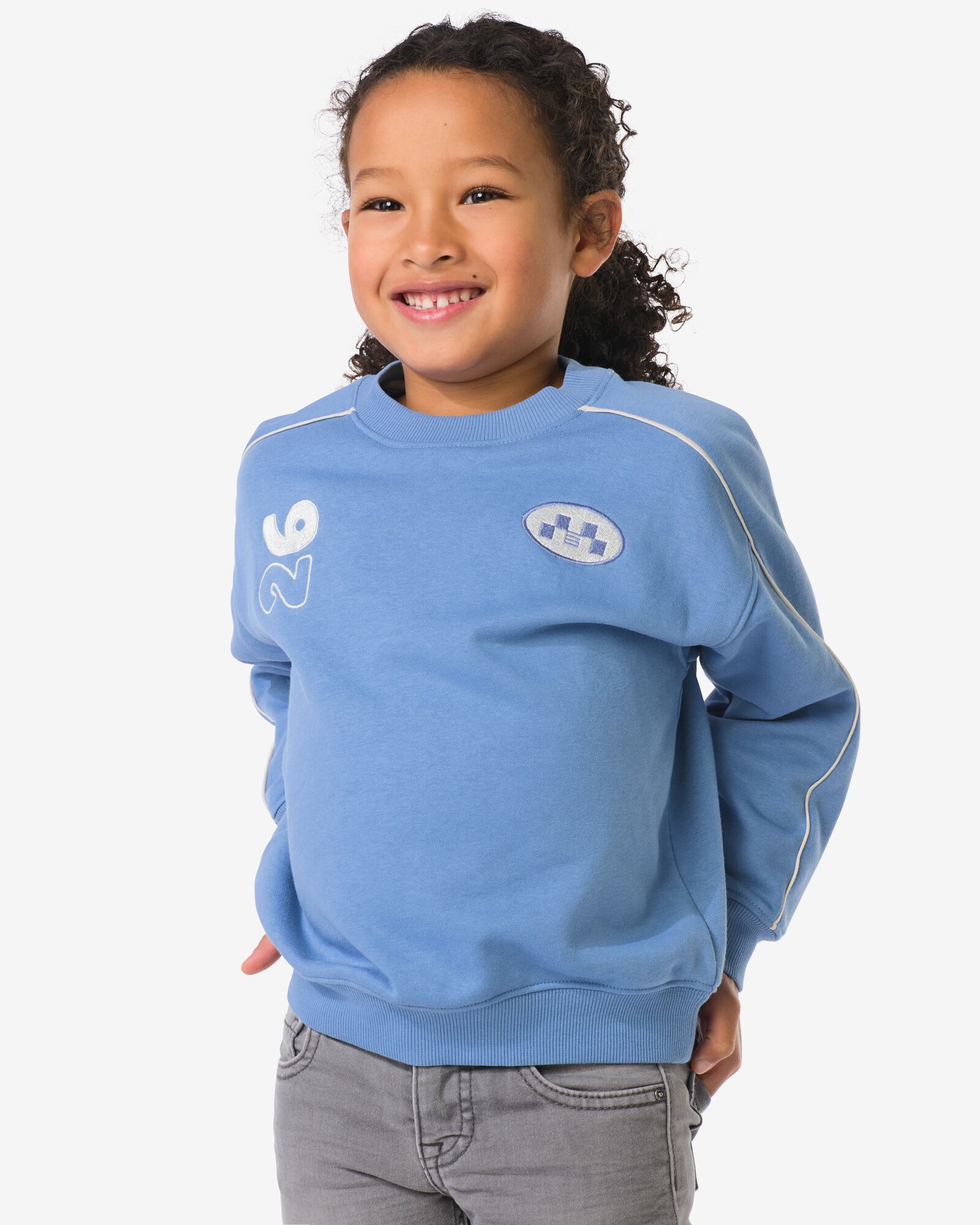 kindertrui sweatstof tekst blauw blauw - 30710913BLUE - HEMA