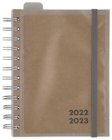 Schülerkalender 2022-2023, mit Klarsichthülle, braun, 16.5 x 12.5 cm - 14590533 - HEMA