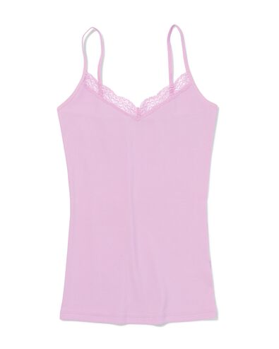 d&eacute;bardeur femme coton c&ocirc;tel&eacute; bretelles spaghetti avec dentelle rose rose - 19603100PINK - HEMA