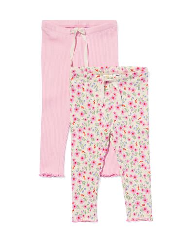Babyleggings mit Ripp Blumen &ndash; 2 St&uuml;ck rosa - 33085360PINK - HEMA