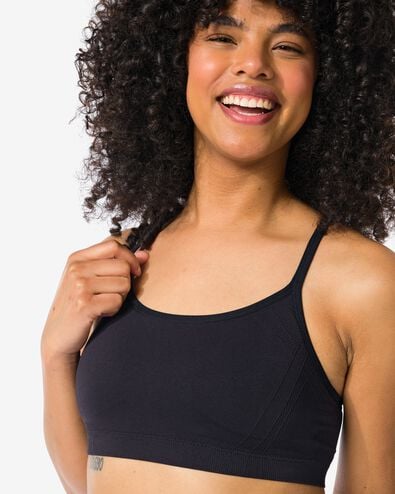 haut de sport pr&eacute;form&eacute; light support sans armature ni couture noir noir - 21730110BLACK - HEMA