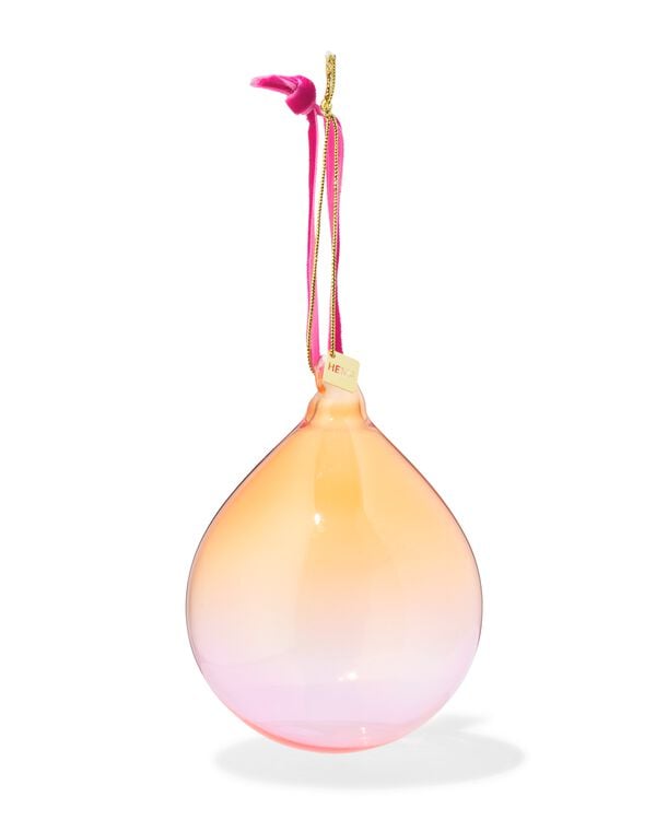 boule de Noël 8 cm verre dégradé rouge-orange - 25101473 - HEMA