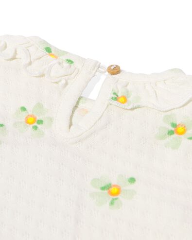 t-shirt nouveau-né côte fleurs blanc cassé blanc cassé - 33499810OFFWHITE - HEMA