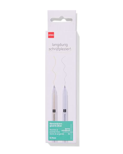 2 marqueurs &agrave; pointe fine 0,7mm dor&eacute;/argent&eacute; - 14400428 - HEMA