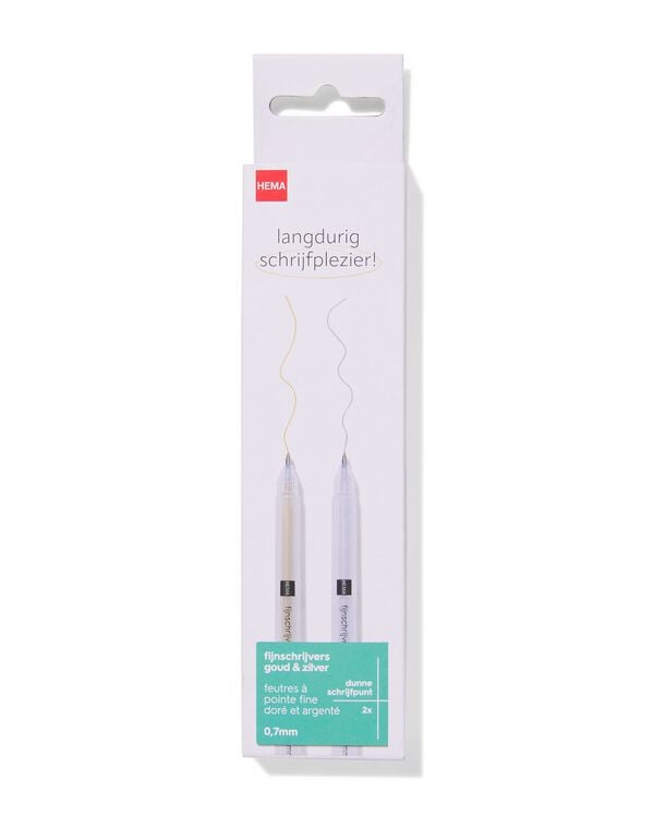 2 marqueurs &agrave; pointe fine 0,7mm dor&eacute;/argent&eacute; - 14400428 - HEMA