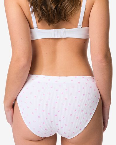 slip femme sans couture c&ocirc;tel&eacute; fleurs blanc blanc - 19603015WHITE - HEMA