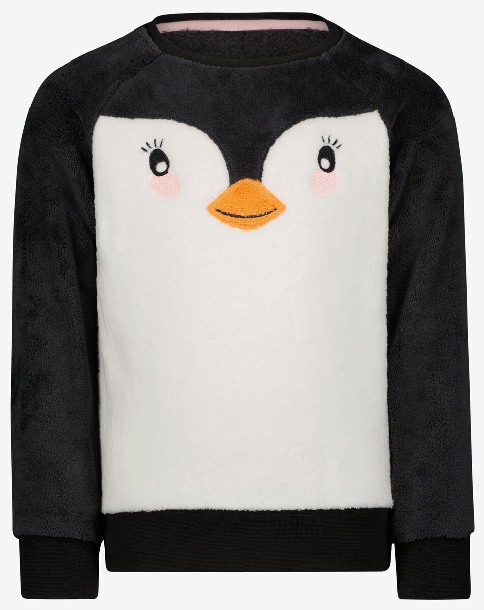 Kinder-Pyjama, Fleece/Baumwolle, Pinguin anthrazit - 1000028990 - HEMA