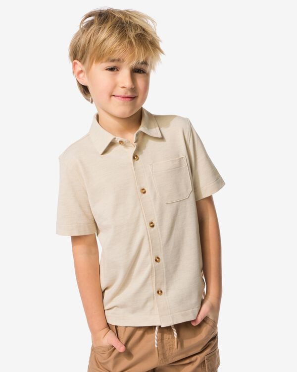 kinderoverhemd piqu&eacute; zand zand - 30717604SAND - HEMA