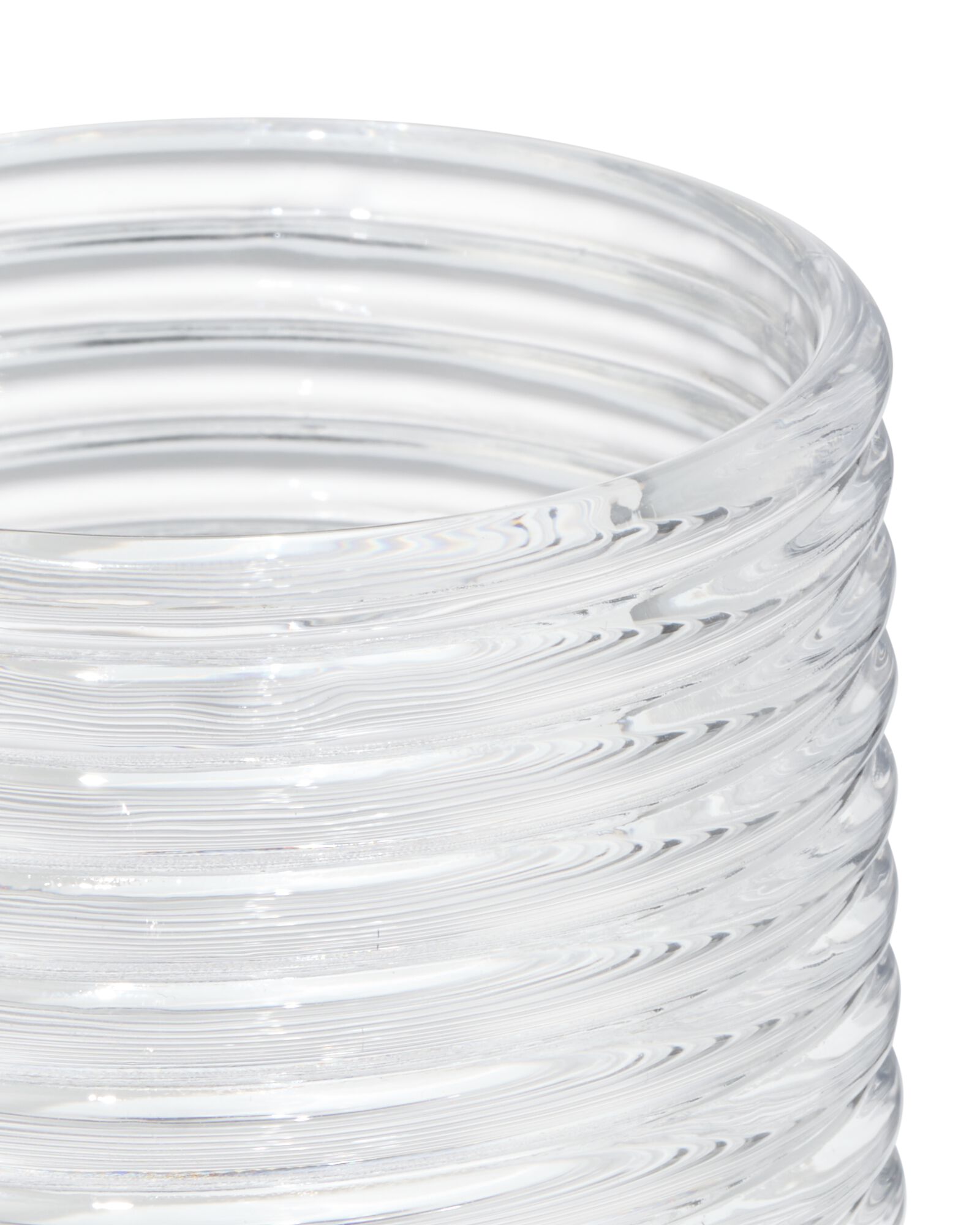sfeerlichthouder ⌀7x8cm glas ribbel - 13326038 - HEMA