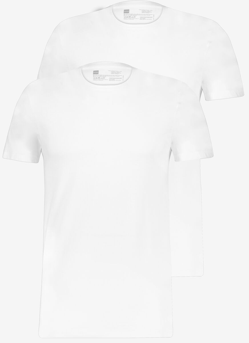2 t-shirts homme regular fit col rond blanc XL - 34277026 - HEMA