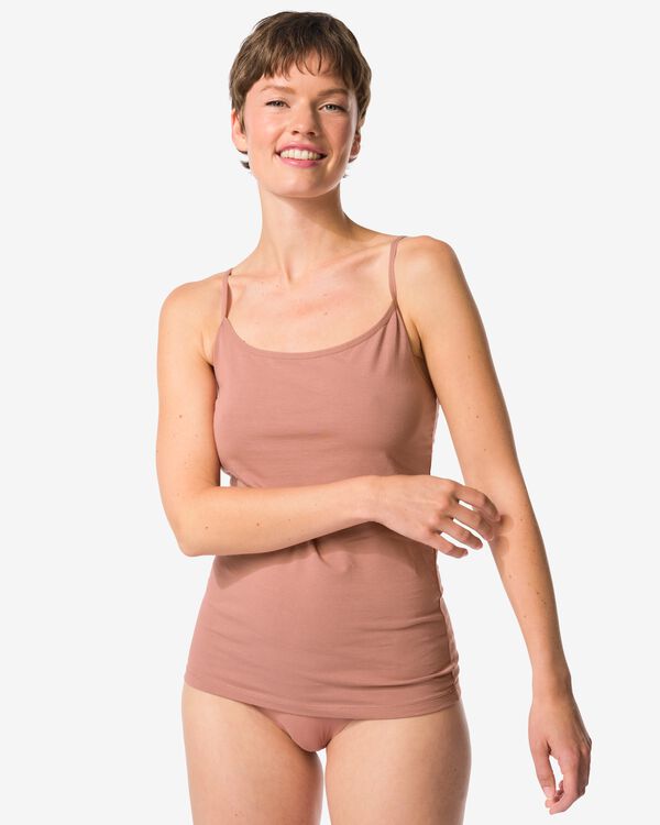 d&eacute;bardeur femme en coton &agrave; bretelles spaghetti marron clair - 19690554LIGHTBROWN - HEMA