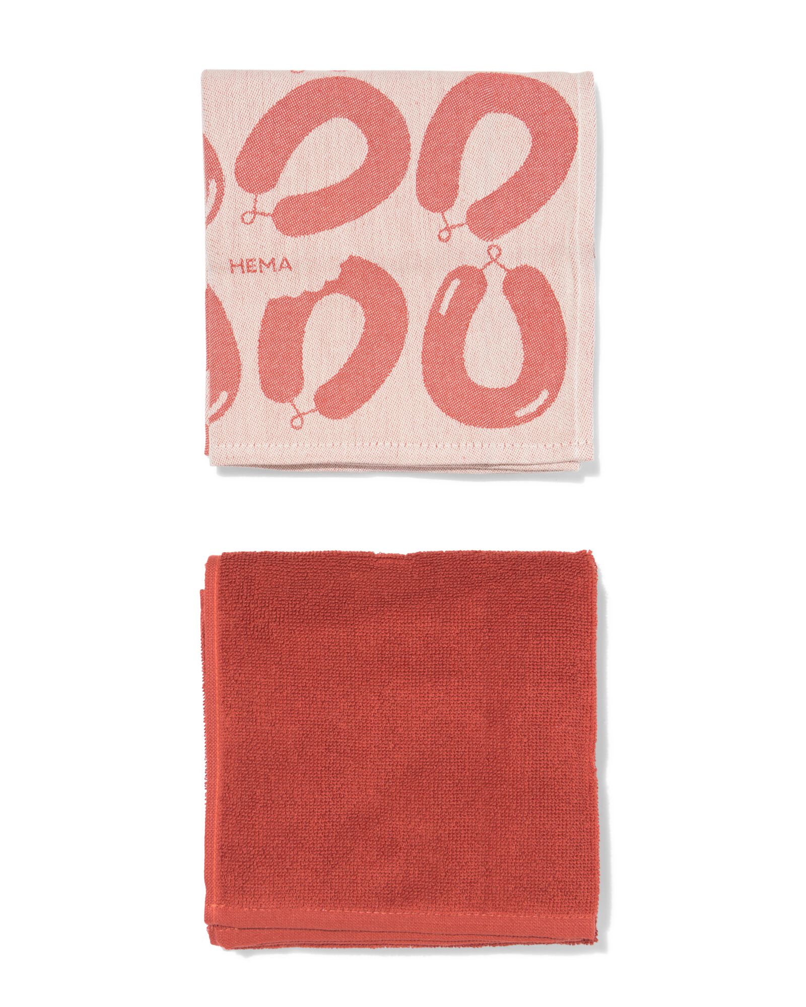 lot de torchons et d'essuie-mains saucisse fum&eacute;e - 2 pi&egrave;ces - 5400175 - HEMA