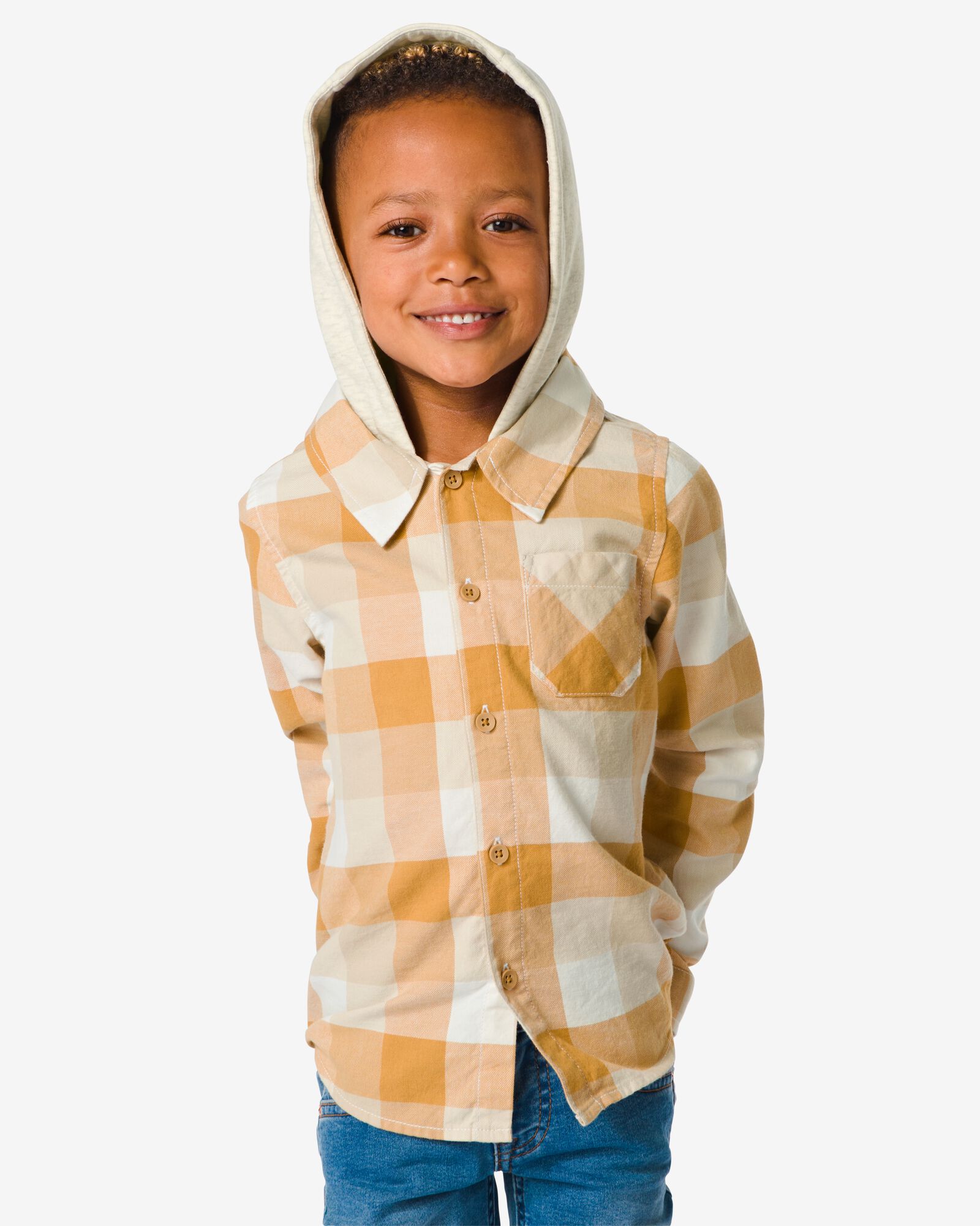 kinder overhemd met capuchon bruin 122/128 - 30768537 - HEMA