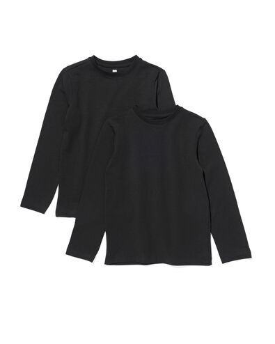 2 t-shirts basics enfant coton stretch noir noir - 30729334BLACK - HEMA