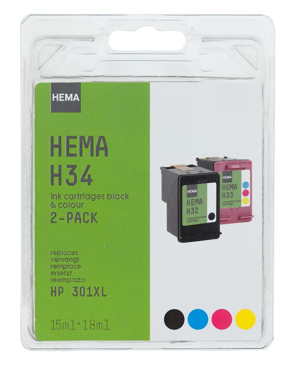 cartouche HEMA H34 remplace HP 301XL - 38399218 - HEMA