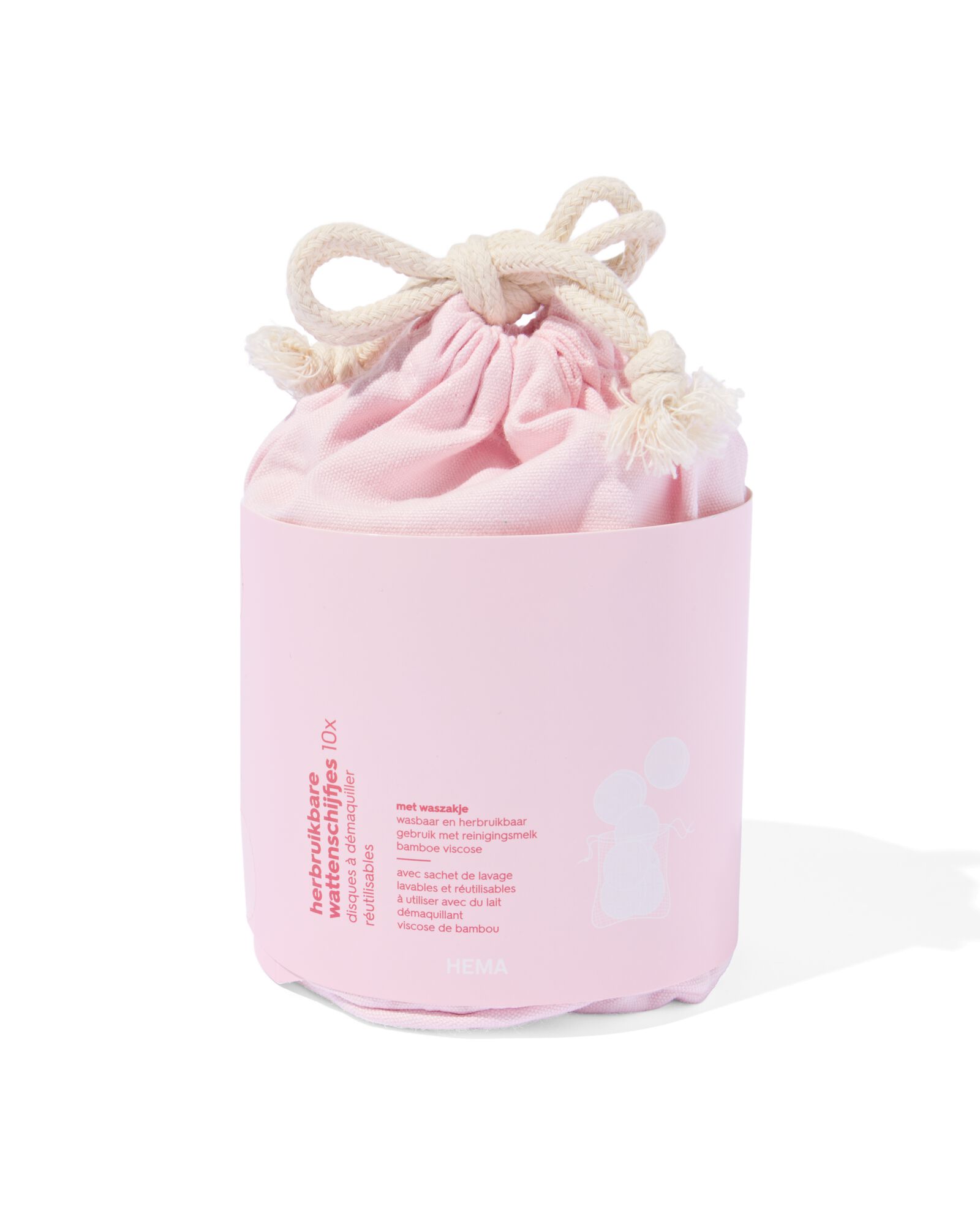 herbruikbare make-up pads bamboe met was- en bewaarzakje &Oslash;8cm - 10 stuks - 11500016 - HEMA