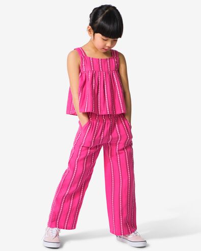 pantalon enfant wide fit rayures rose fonc&eacute; rose fonc&eacute; - 30851906DARKPINK - HEMA