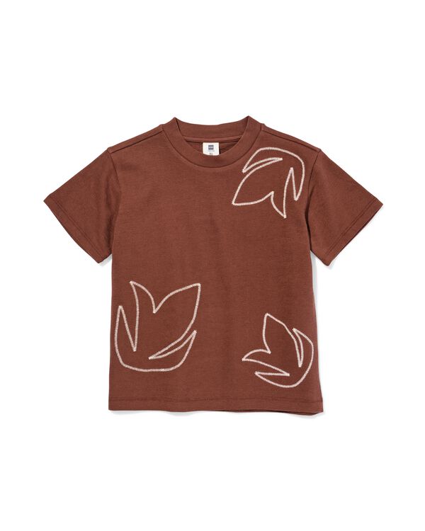 kinder T-shirt bladeren bruin bruin - 30721004BROWN - HEMA