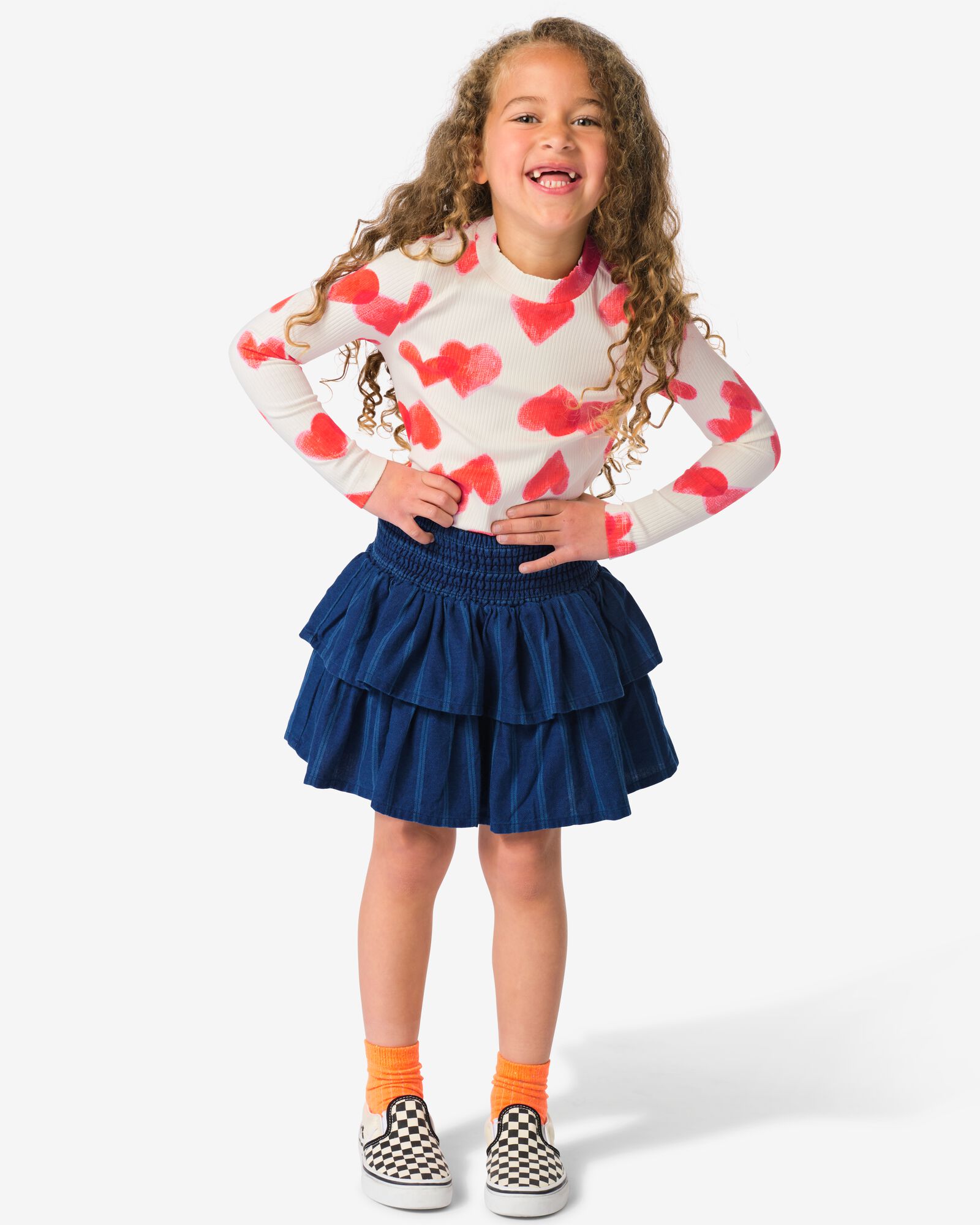 kinderrok denim strepen donkerblauw - 30815415DARKBLUE - HEMA