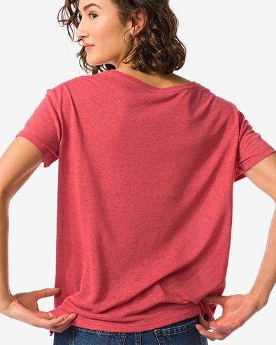 t-shirt femme Evie avec lin rouge L - 36257953 - HEMA