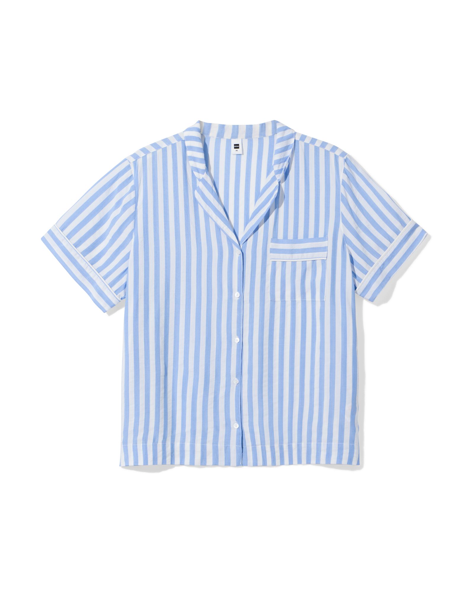 damespyjamatop seersucker strepen blauw blauw - 23401730BLUE - HEMA