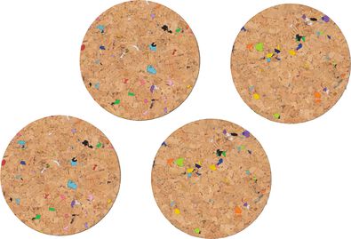 onderzetters Ø 9.5 cm kurk recycled terrazzo - 4 stuks - 80610085 - HEMA