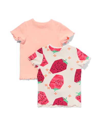 2 t-shirts bébé côtelés fraise pêche 80 - 33044354 - HEMA