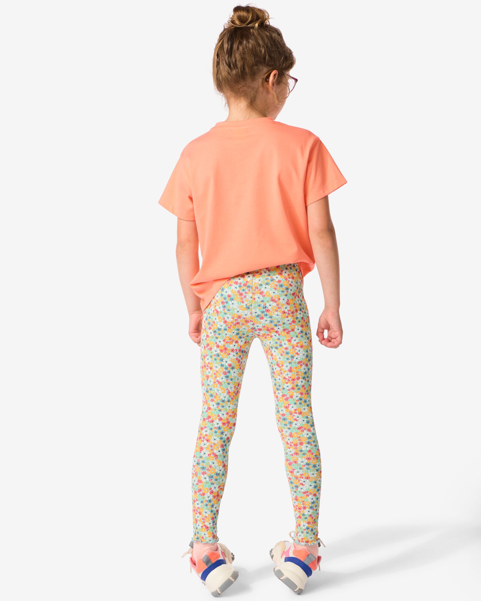 Kinderleggings mit Rippenstruktur und Blumenmuster bunt bunt - 30876542MULTI - HEMA