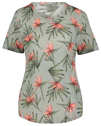 Damen-T-Shirt, Blumen, Leinen hellgrün - 1000024255 - HEMA