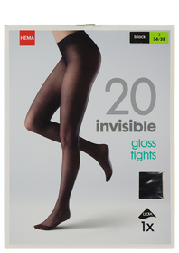 invisible panty gloss 20 denier zwart zwart - 1000020848 - HEMA