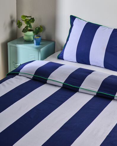 housse de couette enfant 140x200 coton rayures bleue - 5760143 - HEMA