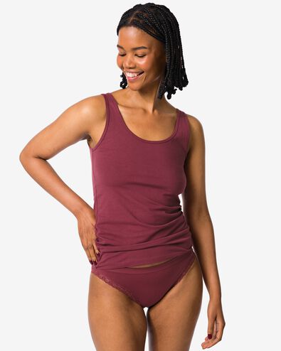 slip femme sans coutures microfibre et dentelle bordeaux - 19631414BURGUNDYRED - HEMA