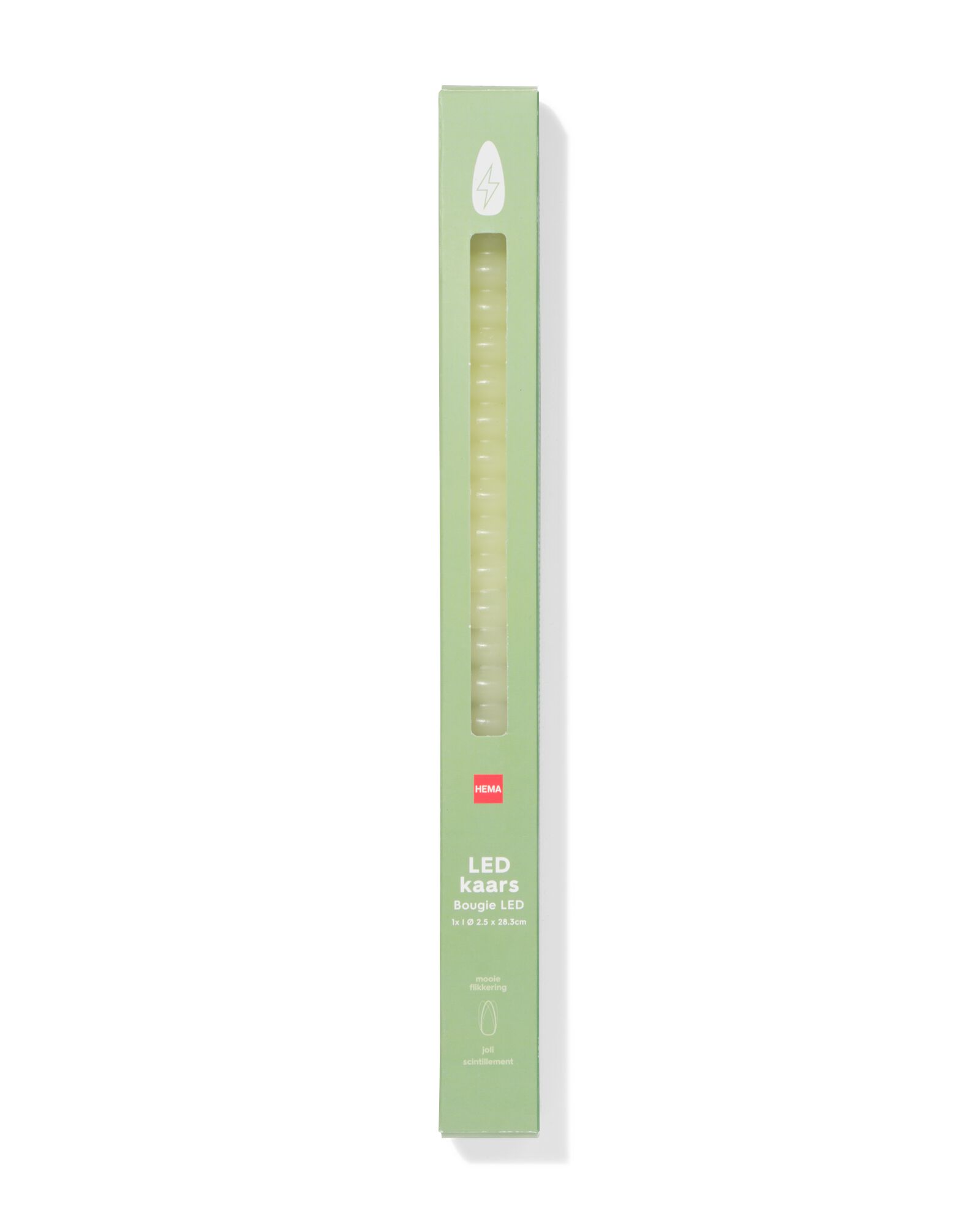 bougie d'int&eacute;rieur LED ⌀2,3x29cm nervur&eacute;e vert clair - 13550125 - HEMA
