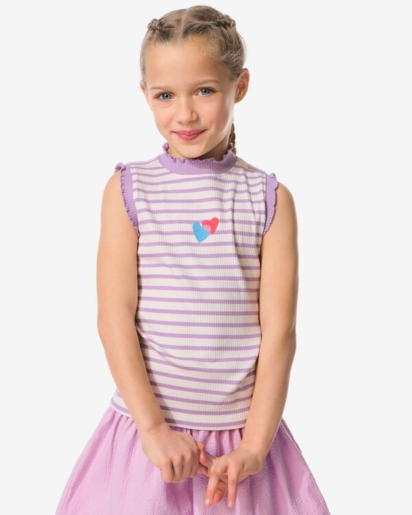 kindersinglet rib jersey hartjes lichtpaars lichtpaars - 30827206LIGHTPURPLE - HEMA