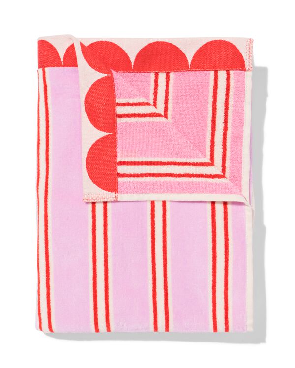 serviette de plage enfant 80x140cm velours rayures - 5200256 - HEMA