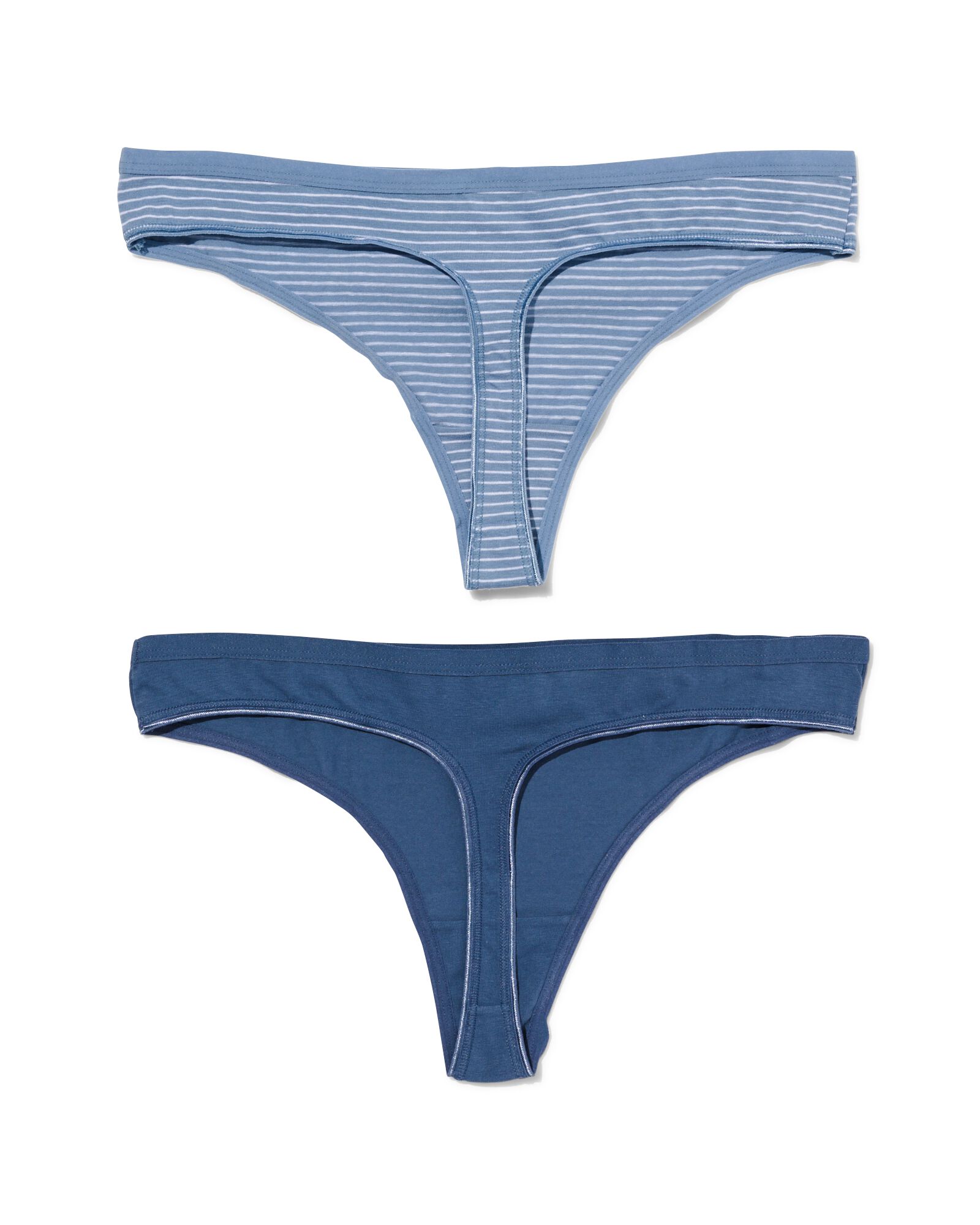 dames strings stretch katoen - 2 stuks blauw blauw - 1000030301 - HEMA