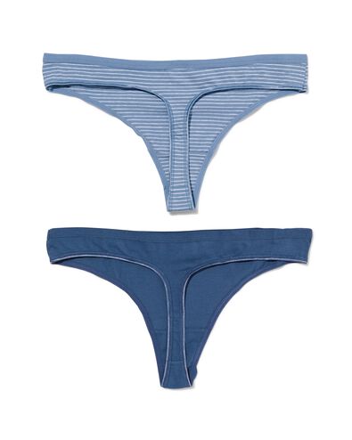 dames strings stretch katoen - 2 stuks blauw blauw - 1000030301 - HEMA