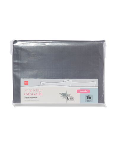 taies d'oreiller percal 60x70 gris fonc&eacute; - 2 pcs. - 5180042 - HEMA