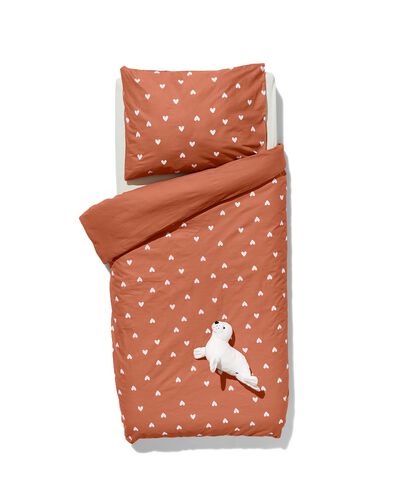 housse de couette enfant - 120x150 - coton doux coeurs terracotta - 5770050 - HEMA