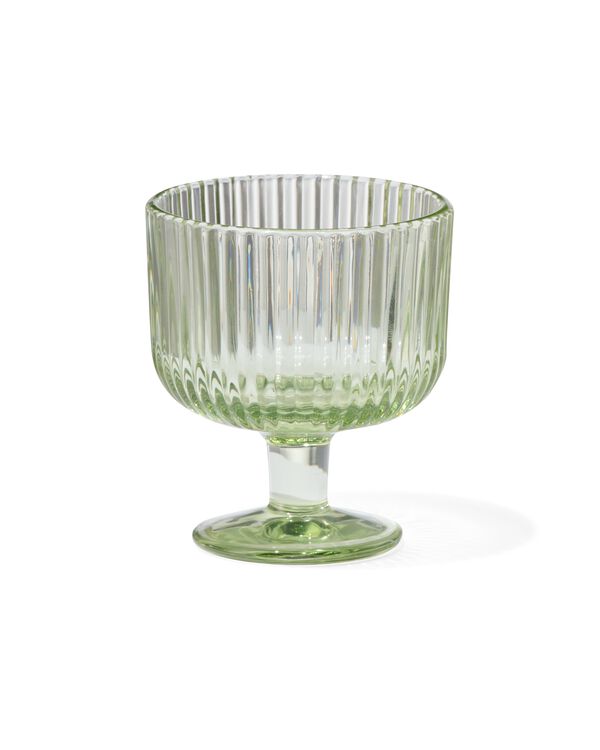 verre apéritif Bergen rayure relief vert 70ml - 9401104 - HEMA
