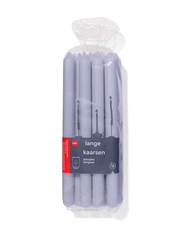 bougies d'int&eacute;rieur longues &Oslash; 2,2 x 29 cm lisses lilas - 12 pi&egrave;ces - 13504200 - HEMA