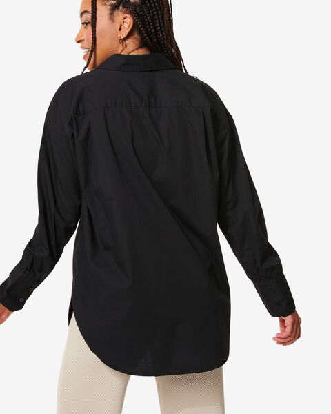 dames blouse poplin India zwart XL - 36200584 - HEMA